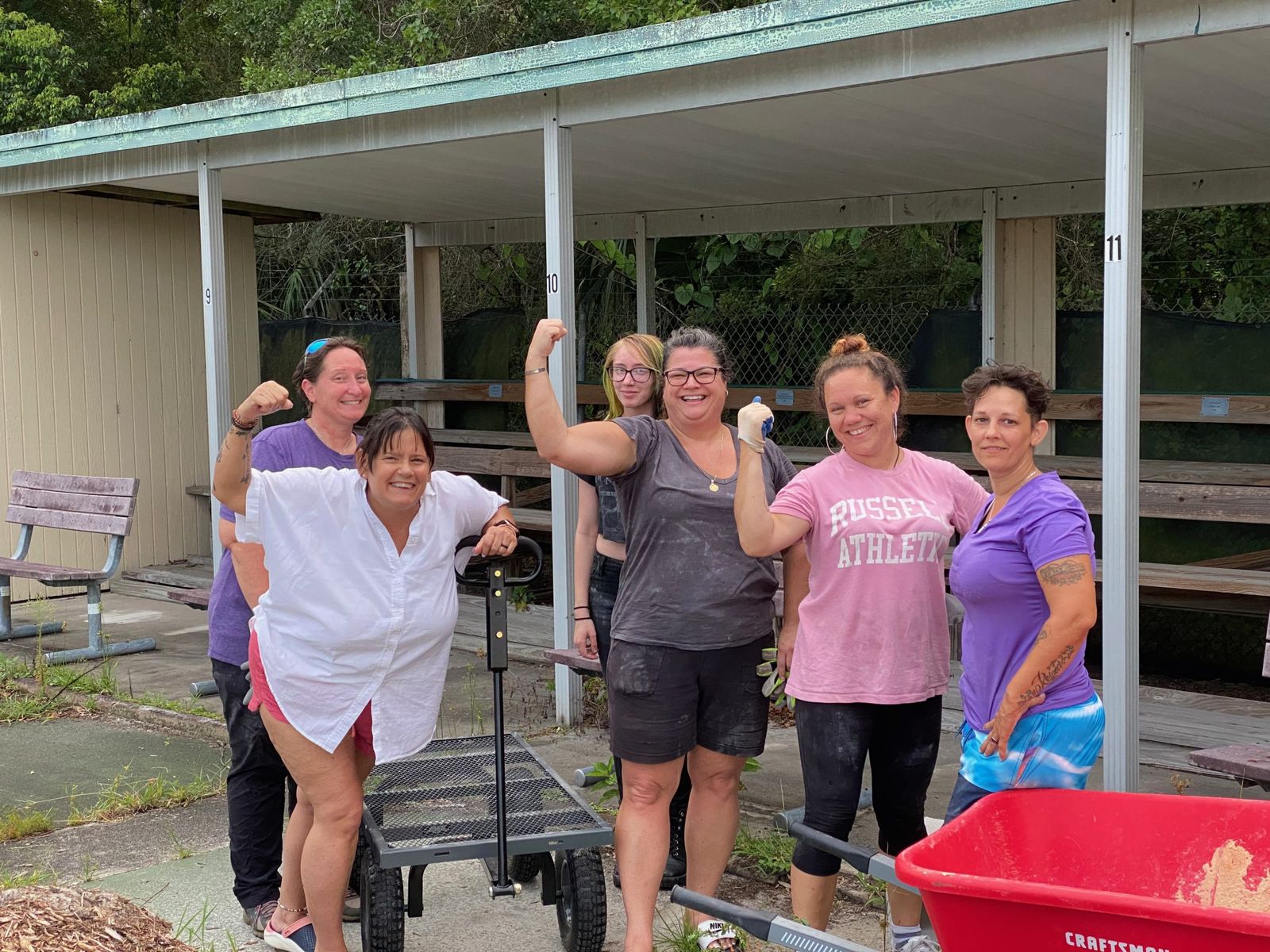 Deltona Strong volunteers posing together after a workday